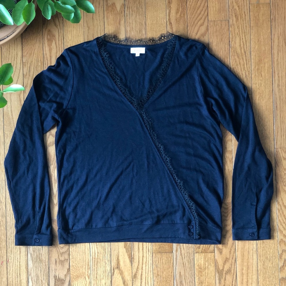 Pablo Long Sleeve Lace V Neck Blouse